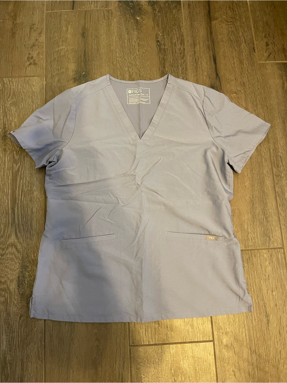 FIGS Casma Three-Pocket Scrub Top Vapor Blue Space Dye Size M